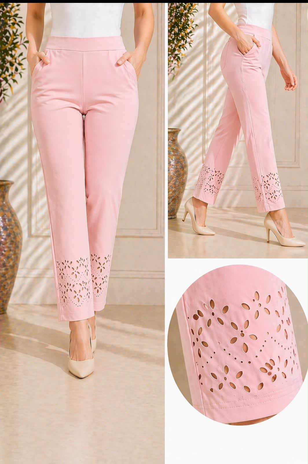 Elegant Laser Cut Women's Pants