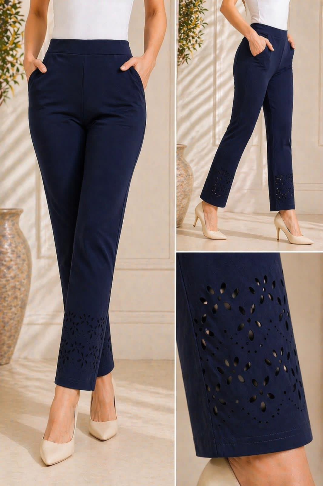 Elegant Laser Cut Women's Pants