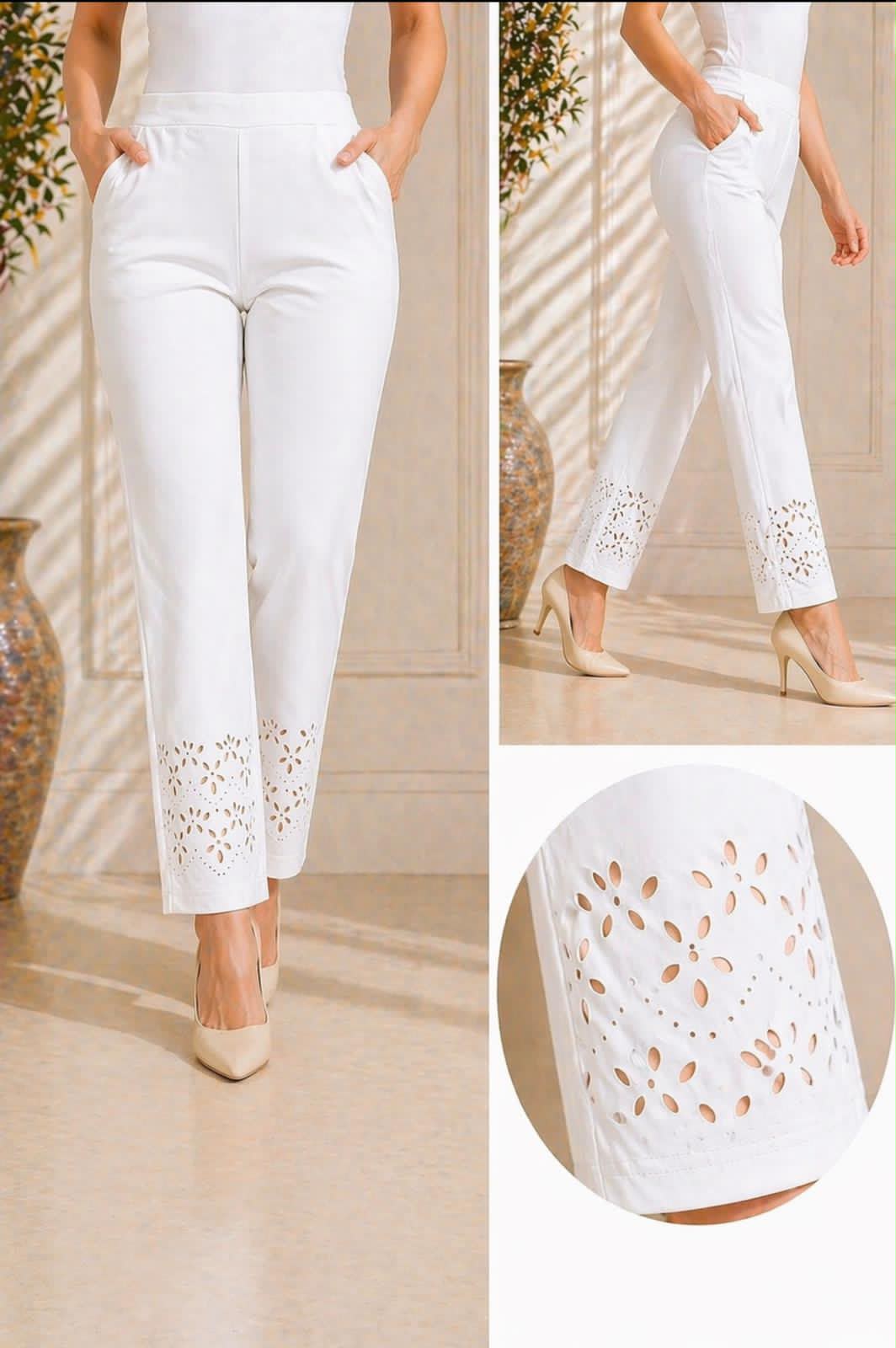 Elegant Laser Cut Women's Pants