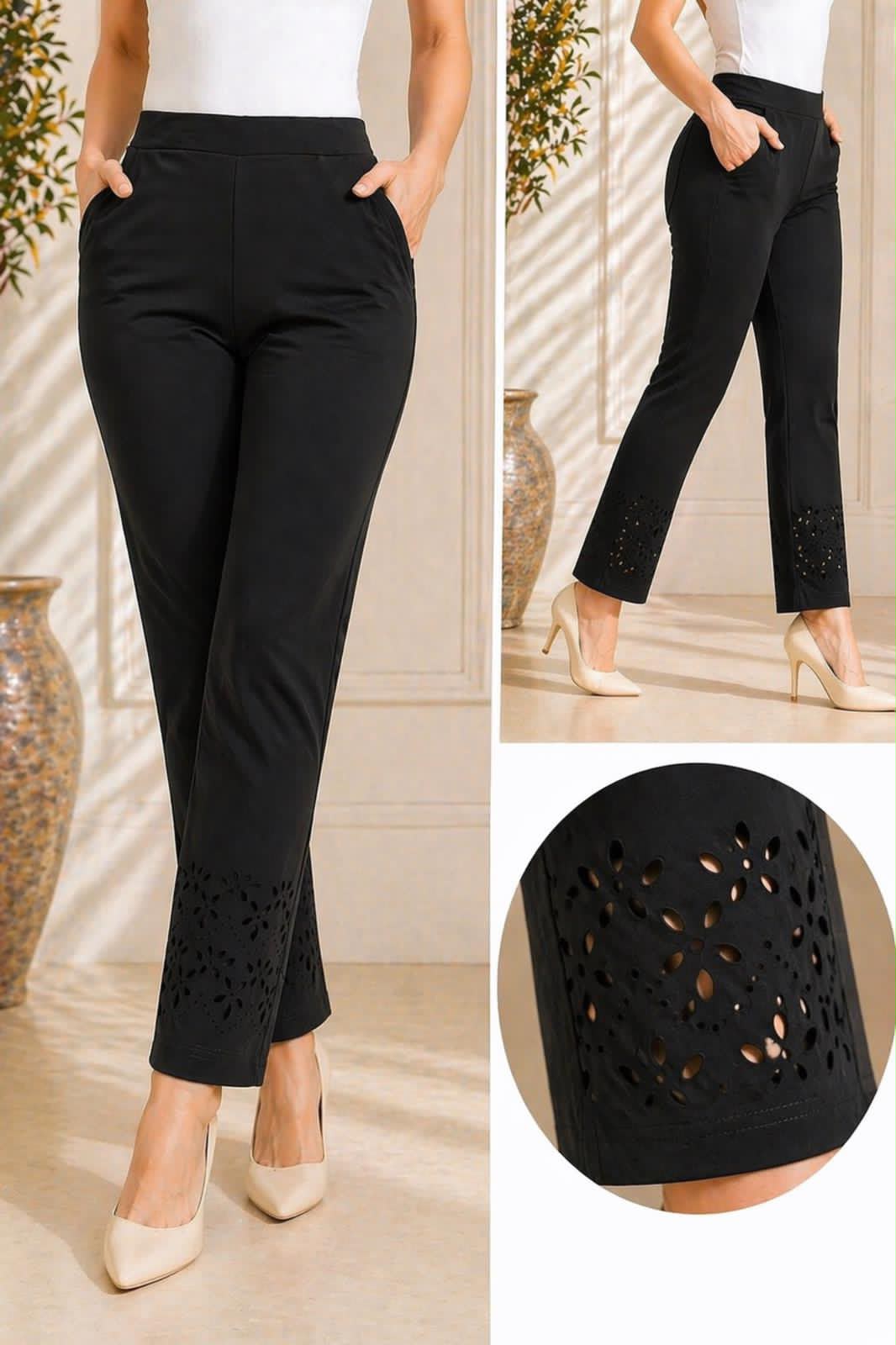 Elegant Laser Cut Women's Pants