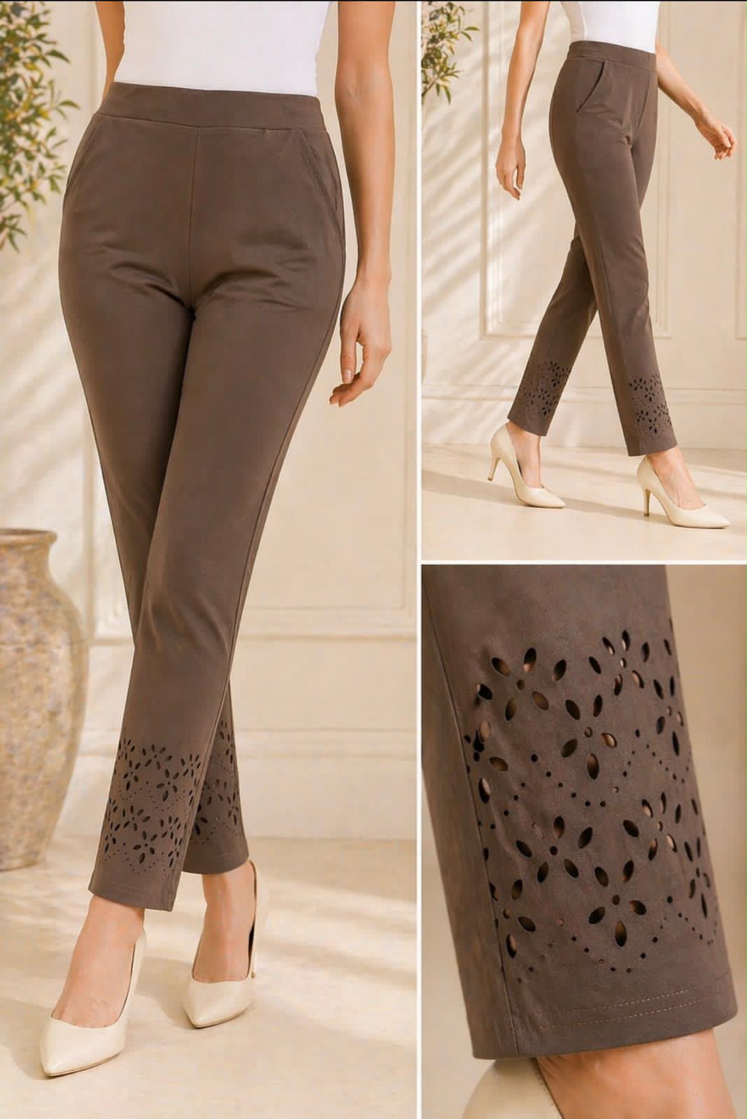 Elegant Laser Cut Women's Pants