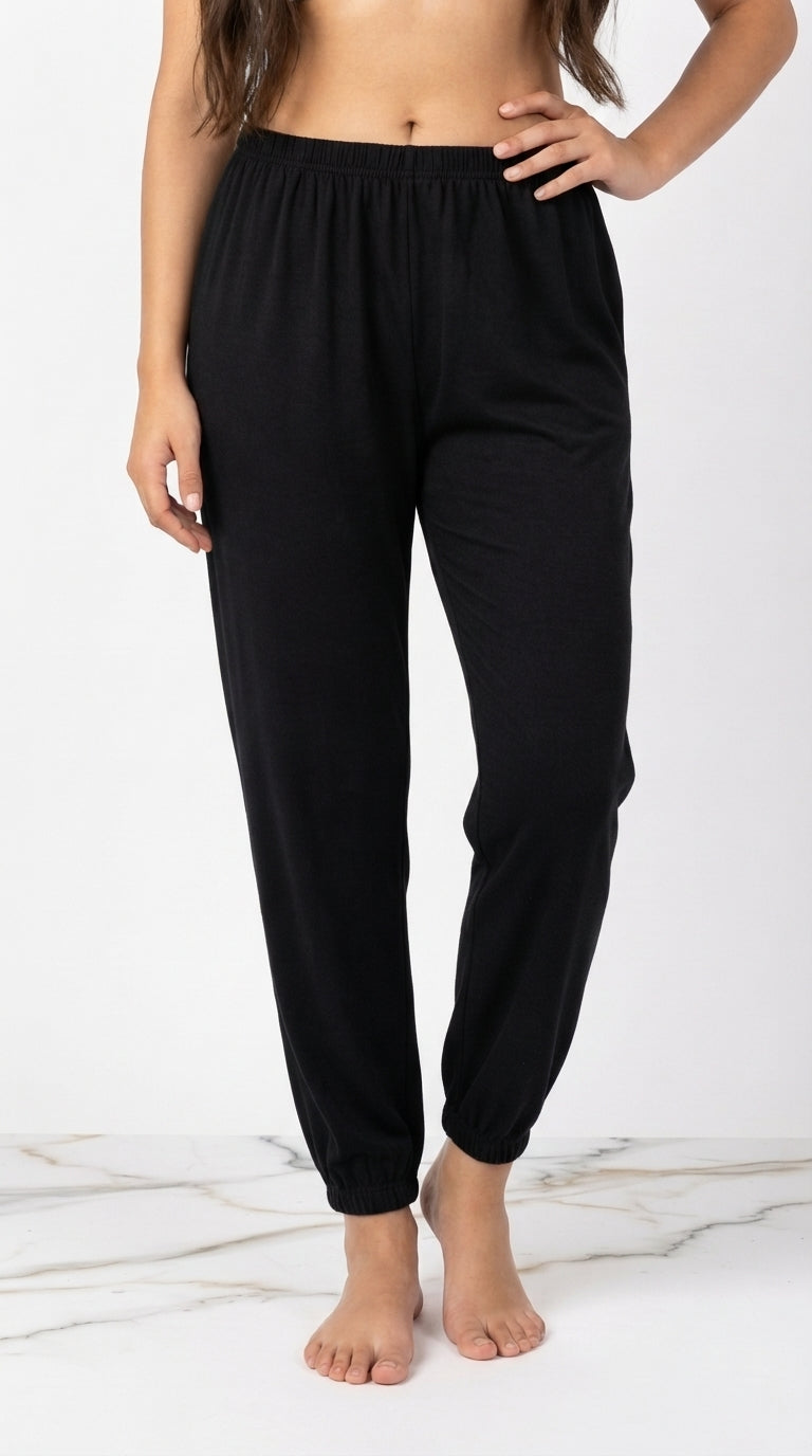 Women's Maroon Jogger Sweatpants Soft Knit Lounge Pants