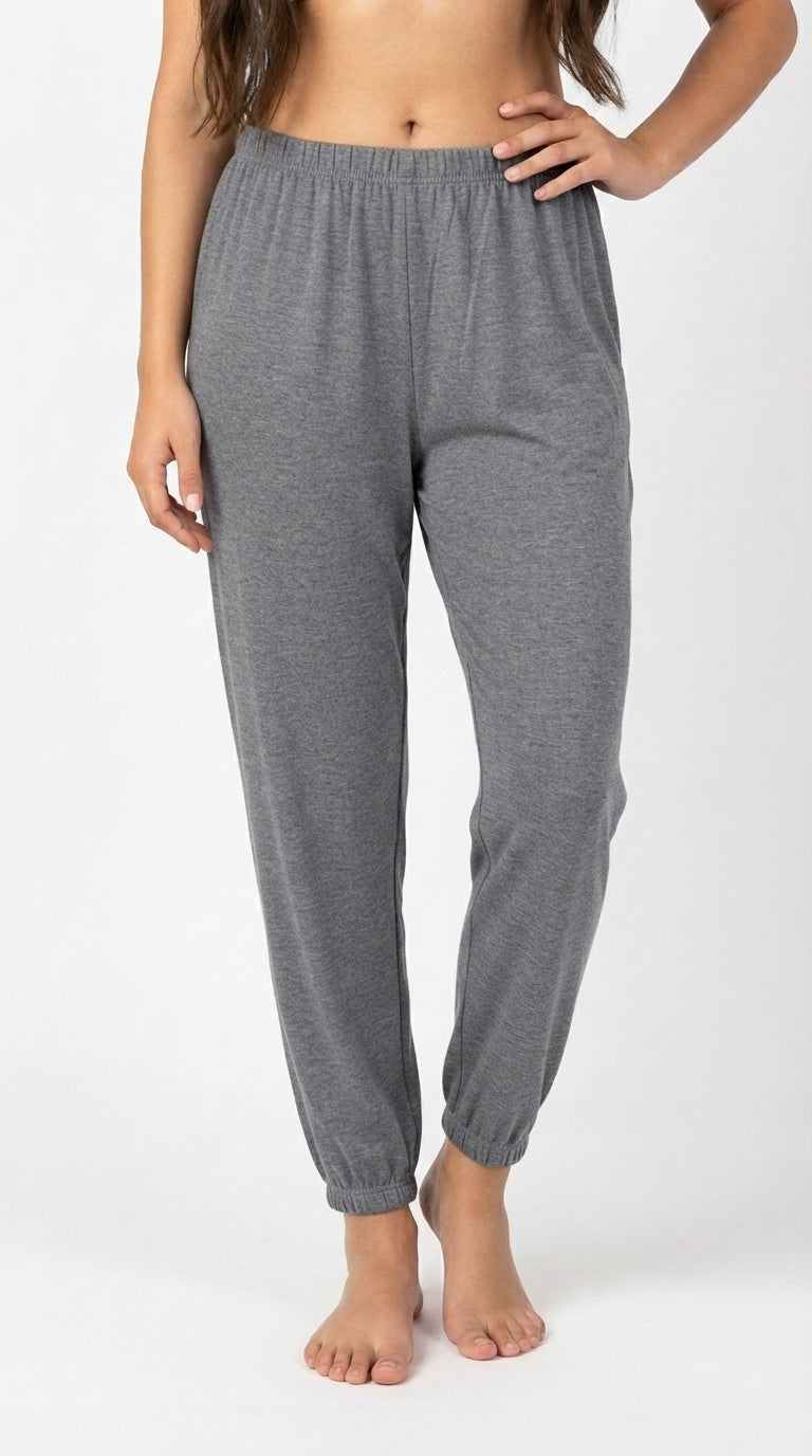 Women's Maroon Jogger Sweatpants Soft Knit Lounge Pants