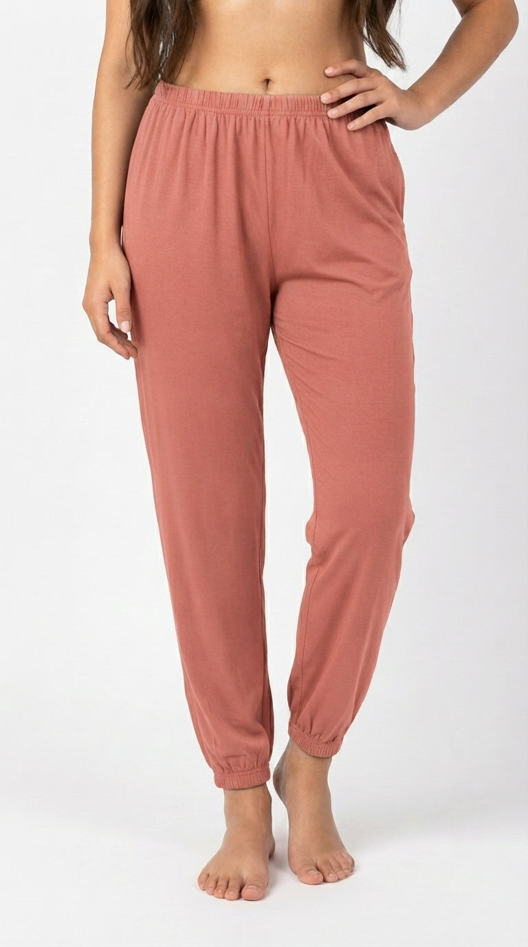 Women's Maroon Jogger Sweatpants Soft Knit Lounge Pants
