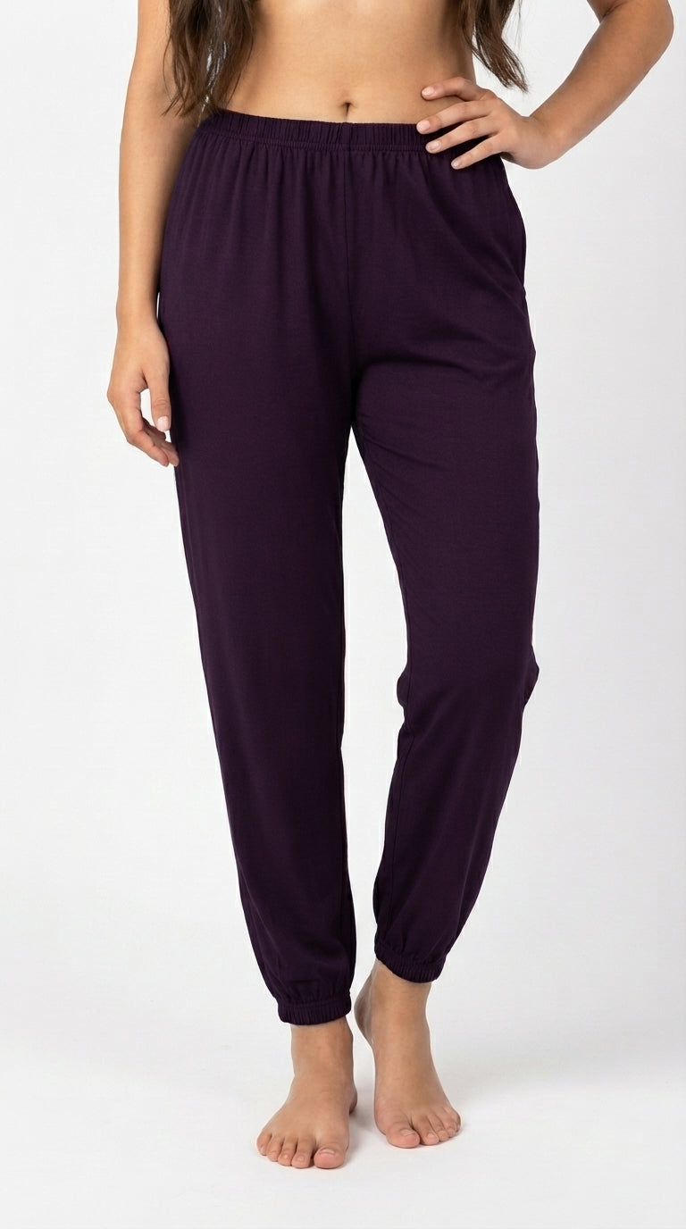 Women's Maroon Jogger Sweatpants Soft Knit Lounge Pants